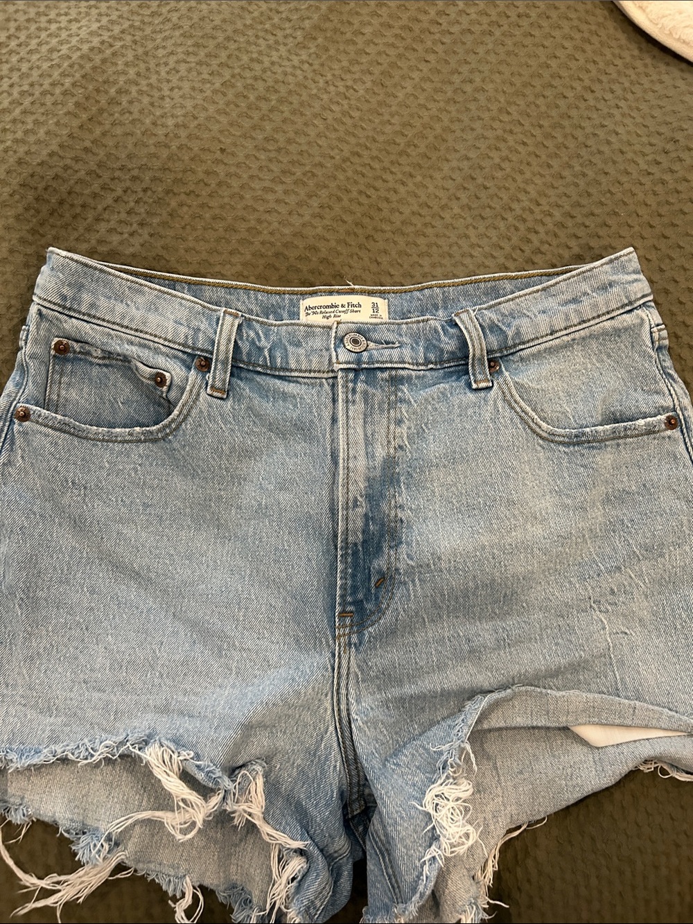 Abercrombie & Fitch Light Blue Distressed Cutoff Denim Shorts